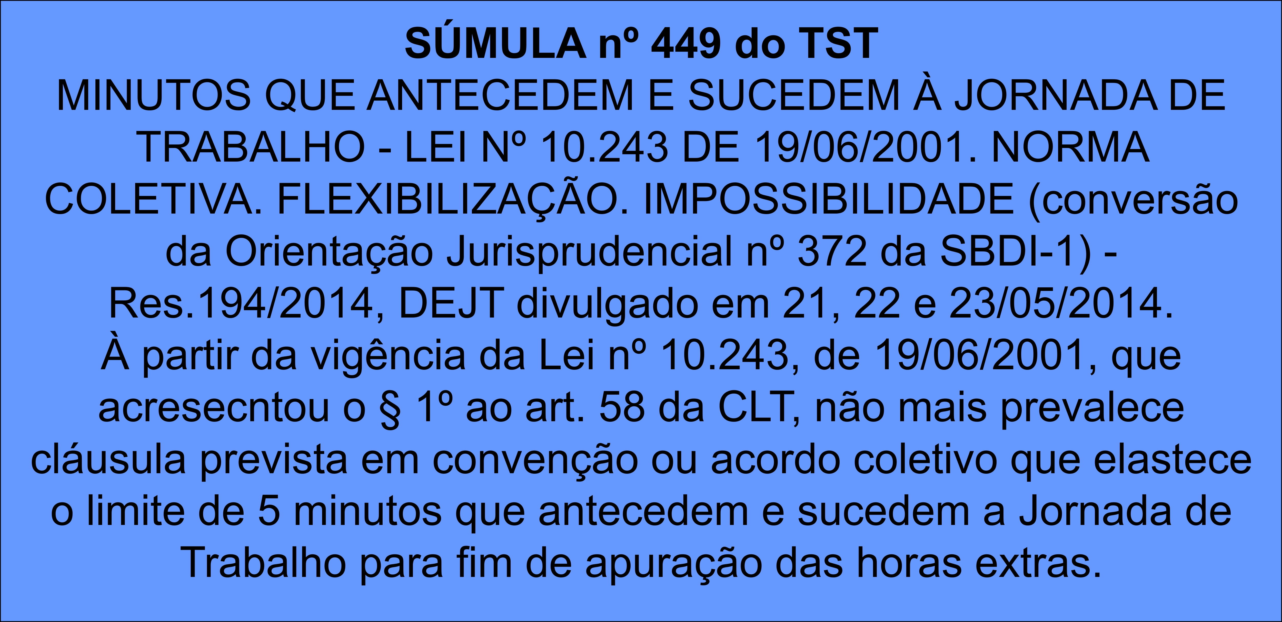 COMUNICADO SÚMULA 449 TST